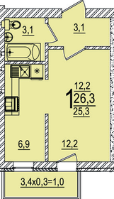 26,3 м², 1-комнатная квартира 3 717 780 ₽ - изображение 17