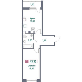 Квартира 43,3 м², 1-комнатная - изображение 1