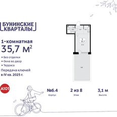 Квартира 35,7 м², 1-комнатная - изображение 3