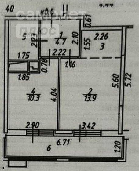 40,4 м², 2-комнатная квартира 7 200 000 ₽ - изображение 1