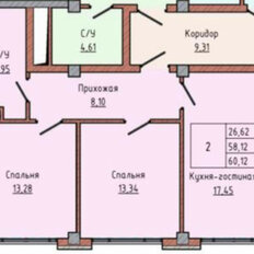 Квартира 60,1 м², 2-комнатная - изображение 1