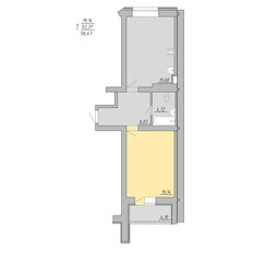 Квартира 56,5 м², 1-комнатная - изображение 2