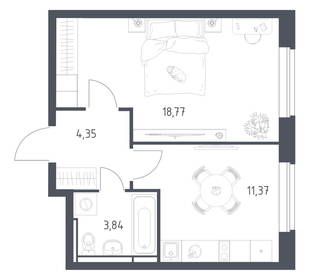 Квартира 38,3 м², 1-комнатная - изображение 1