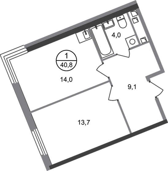 40,8 м², 1-комнатная квартира 11 153 185 ₽ - изображение 1