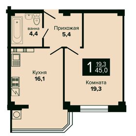 Квартира 45 м², 1-комнатная - изображение 1