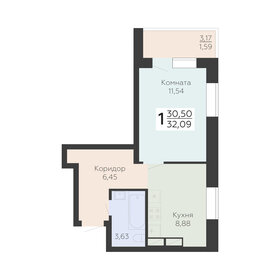 Квартира 32,1 м², 1-комнатная - изображение 1