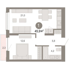 Квартира 45,9 м², 2-комнатная - изображение 3