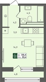 Квартира 33,4 м², студия - изображение 1