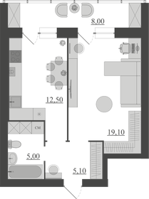 Квартира 49,7 м², 1-комнатная - изображение 1