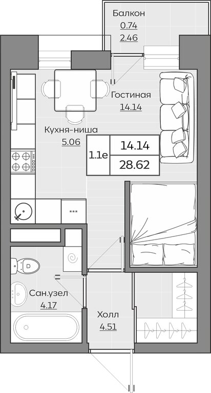 Варианты планировок ЖК «Батталовский» - планировка 5