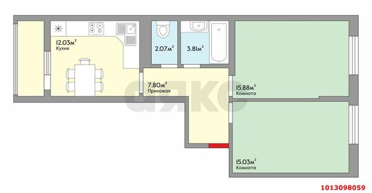 Квартира 58 м², 2-комнатная - изображение 1