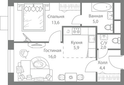 45,5 м², 2-комнатная квартира 11 900 000 ₽ - изображение 88