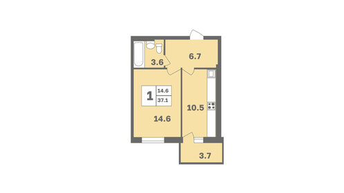 37 м², 1-комнатная квартира 4 021 900 ₽ - изображение 8
