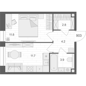 14 м², квартира-студия 6 900 000 ₽ - изображение 118