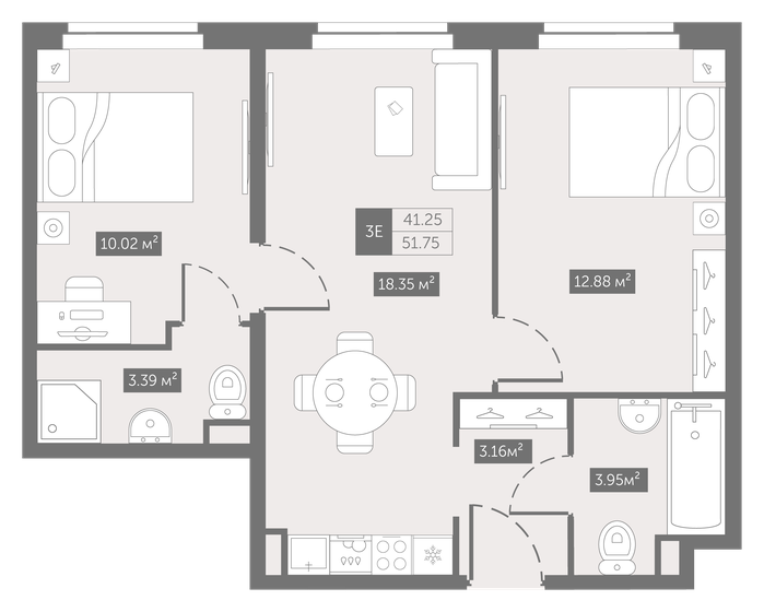 51,8 м², 2-комнатные апартаменты 7 889 184 ₽ - изображение 1