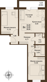 Квартира 54 м², 3-комнатная - изображение 1