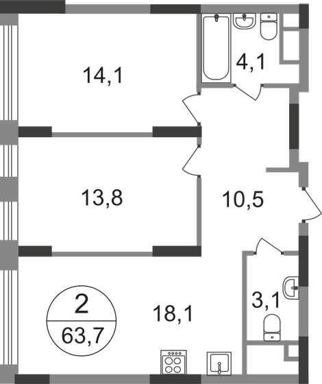 63,7 м², 2-комнатная квартира 16 762 711 ₽ - изображение 1