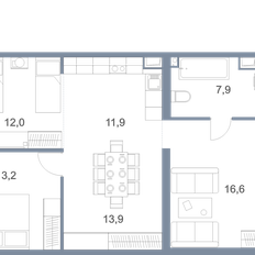 Квартира 95 м², 1-комнатная - изображение 2