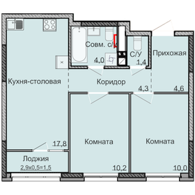 54,6 м², 2-комнатная квартира 3 910 000 ₽ - изображение 1