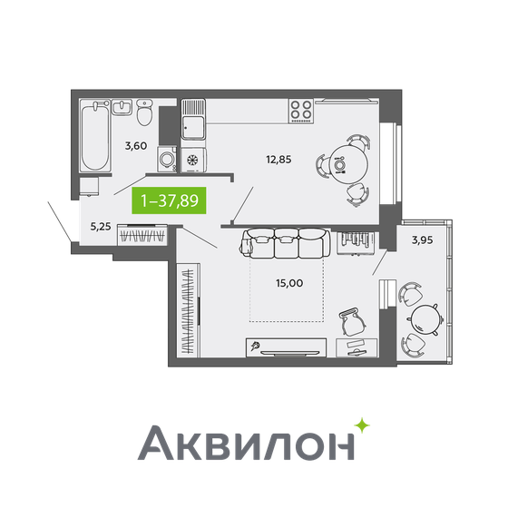 37,9 м², 1-комнатная квартира 4 326 361 ₽ - изображение 1