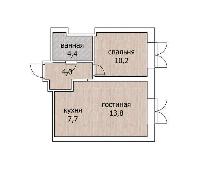 40,1 м², 2-комнатная квартира 7 599 000 ₽ - изображение 1