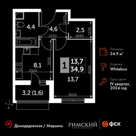 Квартира 34,9 м², 1-комнатная - изображение 1