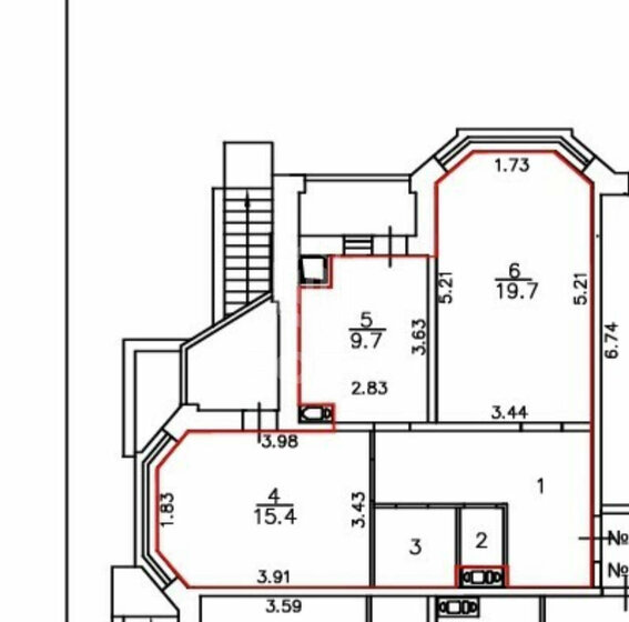 61 м², 2-комнатная квартира 5 100 000 ₽ - изображение 1