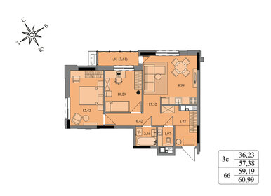 68,4 м², 3-комнатная квартира 5 499 999 ₽ - изображение 35