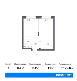 Квартира 39,2 м², 1-комнатная - изображение 1