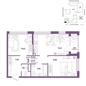 55,4 м², 3-комнатная квартира 8 590 000 ₽ - изображение 35