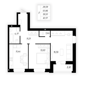 59,5 м², 2-комнатная квартира 4 999 000 ₽ - изображение 8