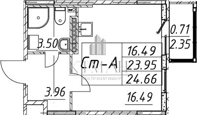 Квартира 24 м², студия - изображение 1