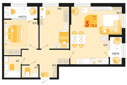 83,2 м², 3-комнатная квартира 8 990 000 ₽ - изображение 71