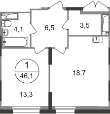 46,1 м², 1-комнатная квартира 12 101 285 ₽ - изображение 23