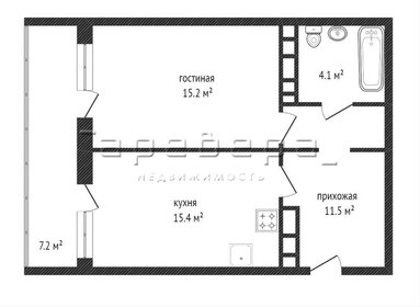 Квартира 46 м², 1-комнатная - изображение 1