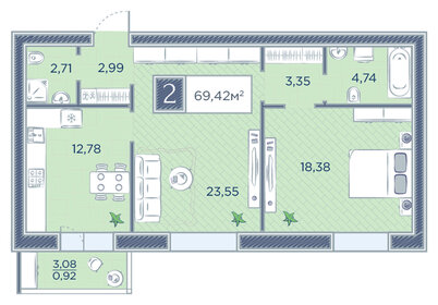 64,6 м², 2-комнатная квартира 8 700 000 ₽ - изображение 25