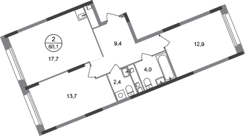 60,4 м², 2-комнатная квартира 15 185 806 ₽ - изображение 18