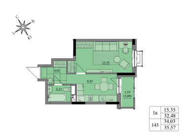 33,8 м², 1-комнатная квартира 3 100 000 ₽ - изображение 45