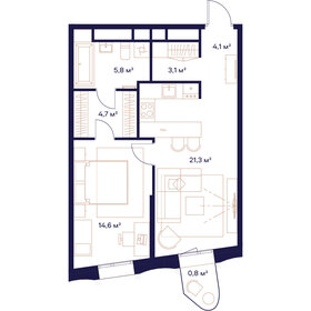 Квартира 54,4 м², 1-комнатная - изображение 1