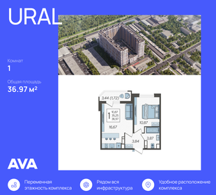 Квартира 37 м², 1-комнатная - изображение 1