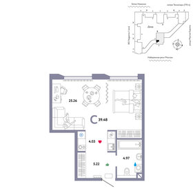 Квартира 39,5 м², студия - изображение 1