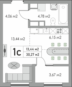 Квартира 33 м², 1-комнатная - изображение 1