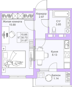 Квартира 31,9 м², 1-комнатная - изображение 1