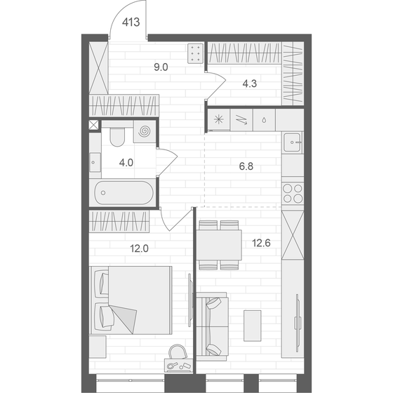 48,7 м², 1-комнатная квартира 23 885 938 ₽ - изображение 1