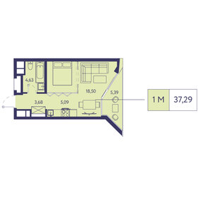 Квартира 37,3 м², 1-комнатная - изображение 1