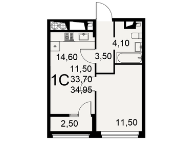 42,8 м², 1-комнатная квартира 4 108 800 ₽ - изображение 9