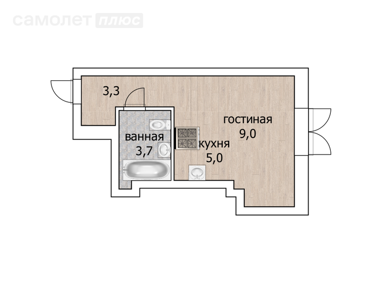 21 м², квартира-студия 6 650 000 ₽ - изображение 1