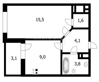 Квартира 34,1 м², 1-комнатная - изображение 1