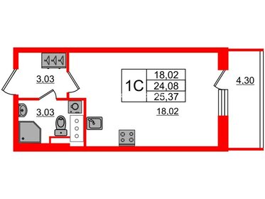 23,4 м², квартира-студия 8 200 000 ₽ - изображение 116