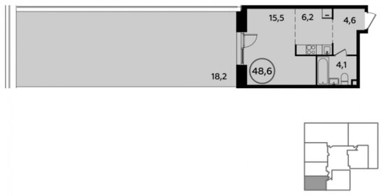 Квартира 48,2 м², студия - изображение 1